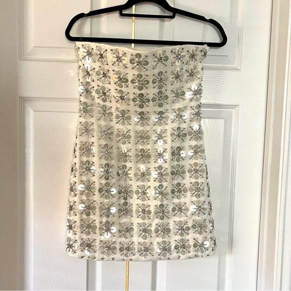 Oh Polly CELEANO Hand Embellished Mini Dress in Ivory - Picture 7 of 13